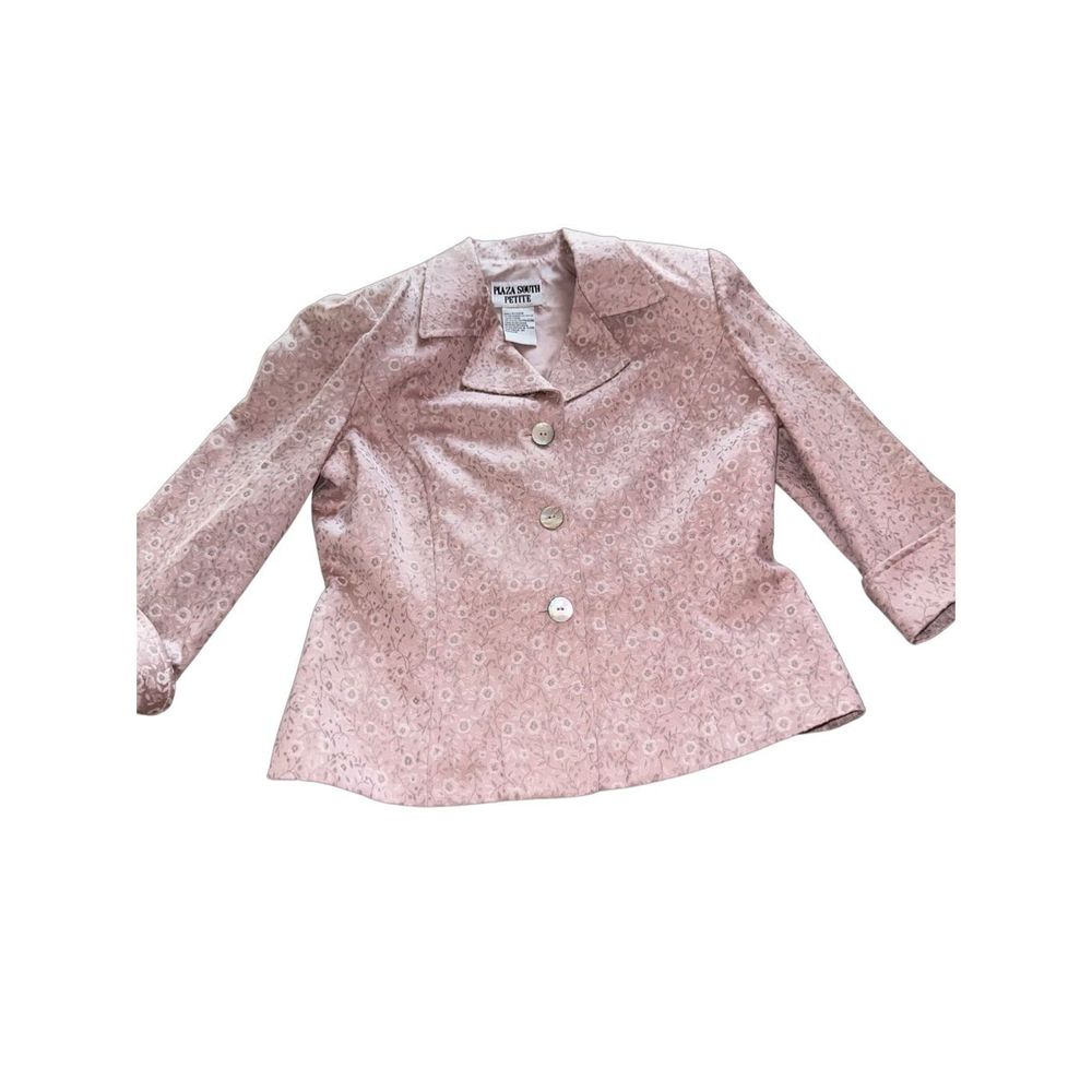 Plaza South Pink Floral Embroidered 3/4 Sleeve Jacket Blazer Sz 10P